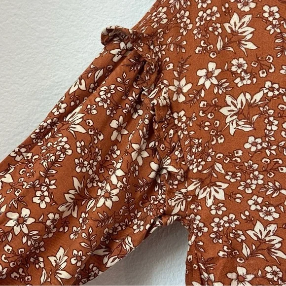 Jessica Simpson Floral White And Rust Girls' Dress With Ruffles Sz L (10) / NWT - Picture 7 of 12